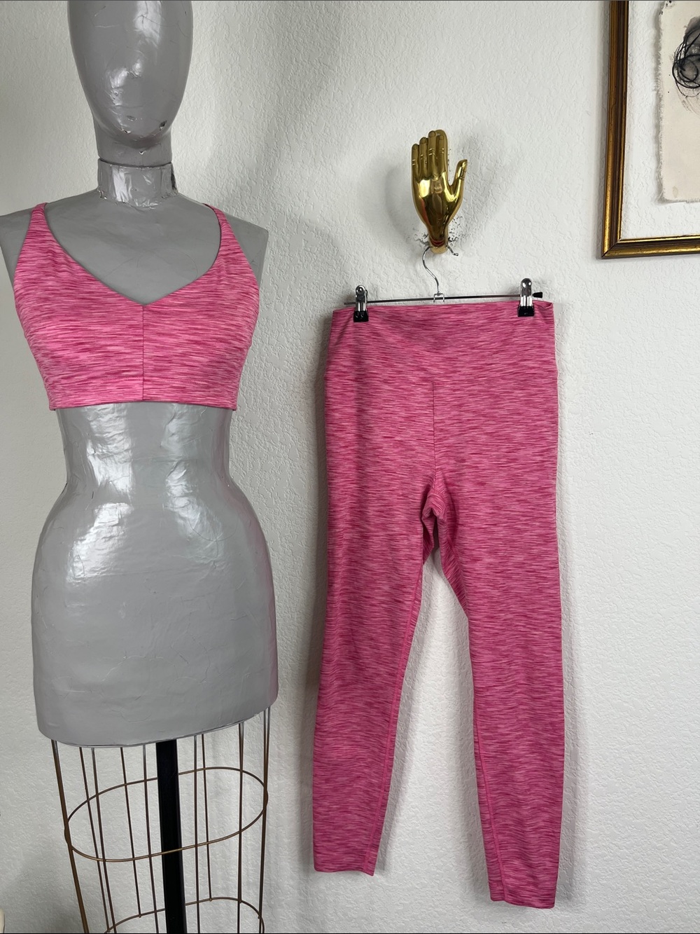 Outdoor Voices Freeform Flow Marled Leggings Sports Bra Cross Back Active Set